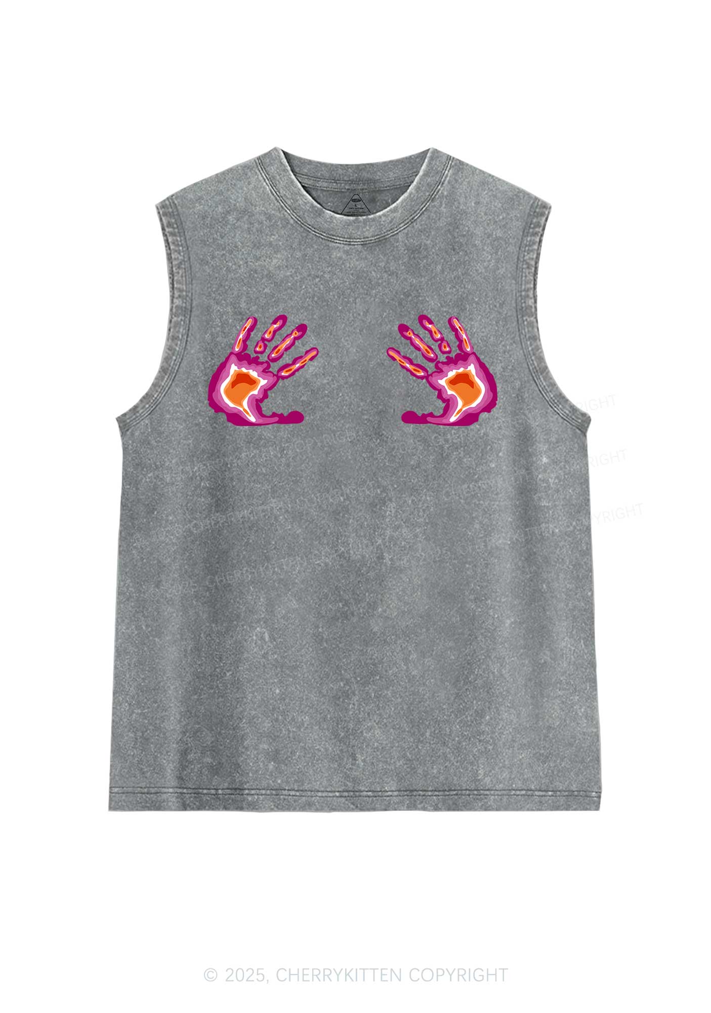 Lesbian Thermal Hands Y2K Washed Muscle Tank Cherrykitten