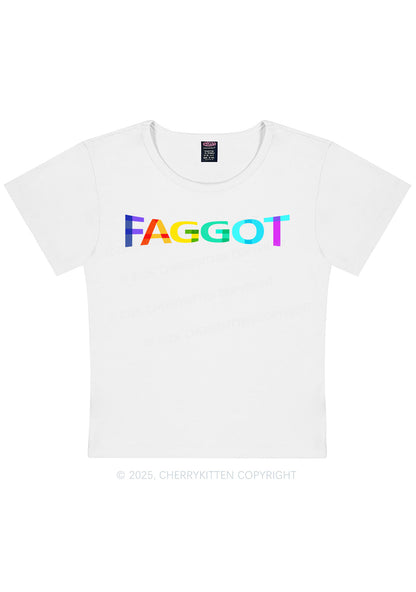 Colorful Faggot Pride Y2K Baby Tee Cherrykitten