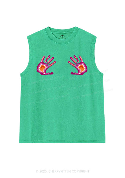 Lesbian Thermal Hands Y2K Washed Muscle Tank Cherrykitten