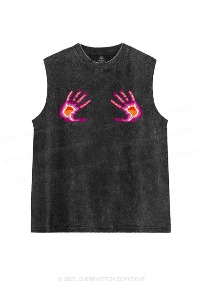 Lesbian Thermal Hands Y2K Washed Muscle Tank Cherrykitten