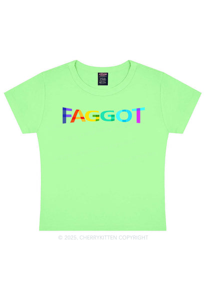 Colorful Faggot Pride Y2K Baby Tee Cherrykitten