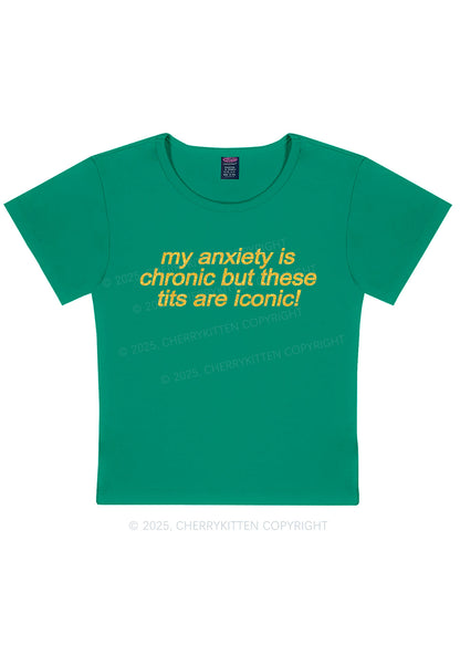 Glitter My Anxiety Is Chronic Y2K Baby Tee Cherrykitten