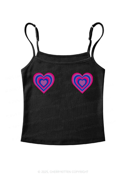 Bisexual Heart Pride Y2K Spaghetti Strap Cami Cherrykitten