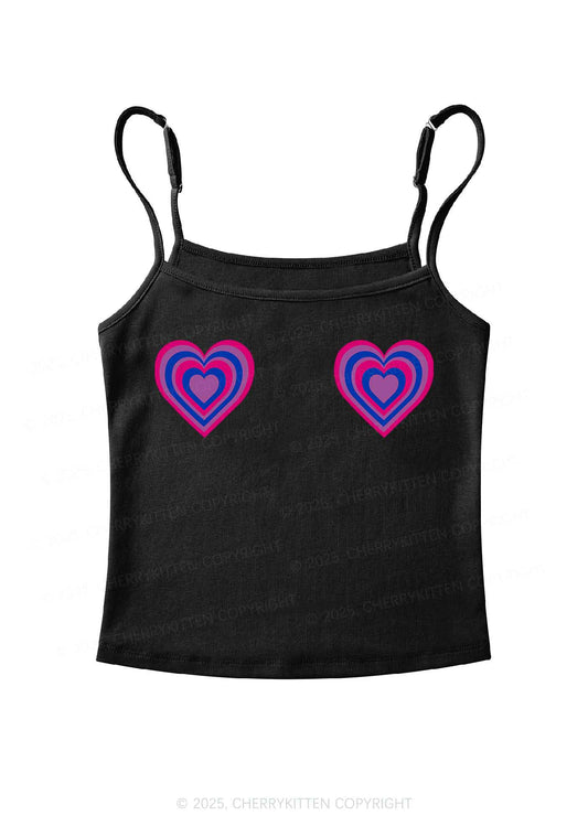 Bisexual Heart Pride Y2K Spaghetti Strap Cami Cherrykitten
