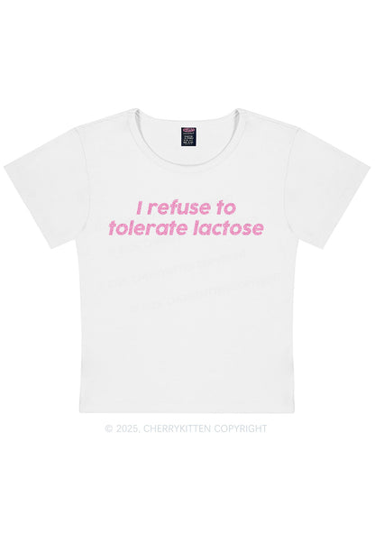 Glitter Refuse To Tolerate Lactose Y2K Baby Tee Cherrykitten
