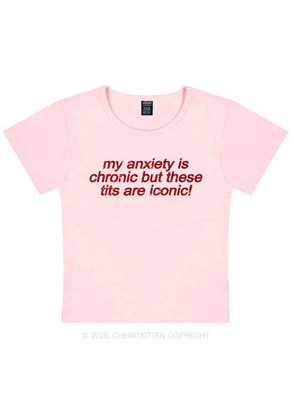 Glitter My Anxiety Is Chronic Y2K Baby Tee Cherrykitten