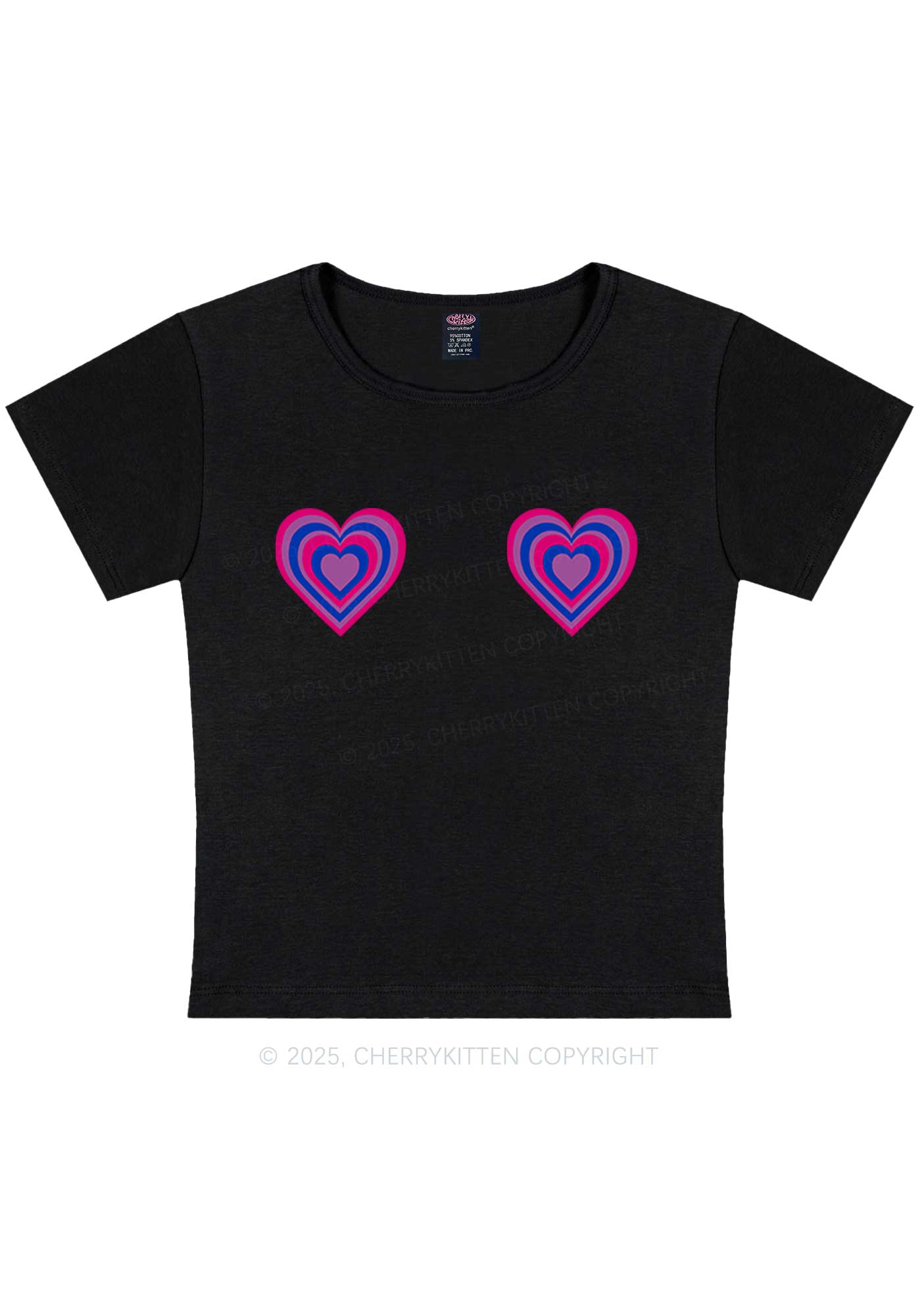 Bisexual Heart Pride Y2K Baby Tee Cherrykitten