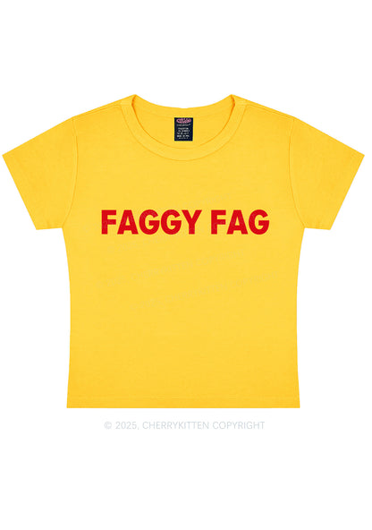 Faggy Fag Pride Y2K Baby Tee Cherrykitten