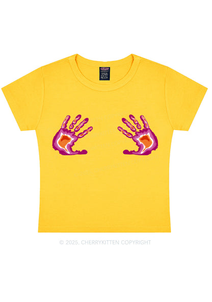 Lesbian Thermal Hands Y2K Baby Tee Cherrykitten