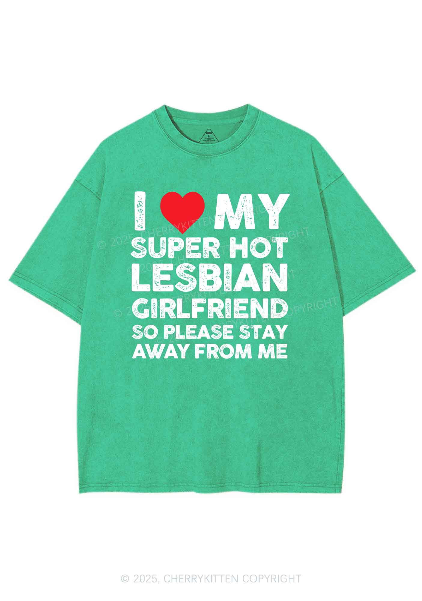 I Love My Hot GF Pride Y2K Shirts Washed Tee Cherrykitten