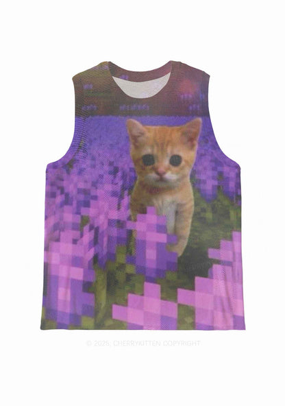 Lavender Kitten Y2K Mesh Muscle Tank Cherrykitten