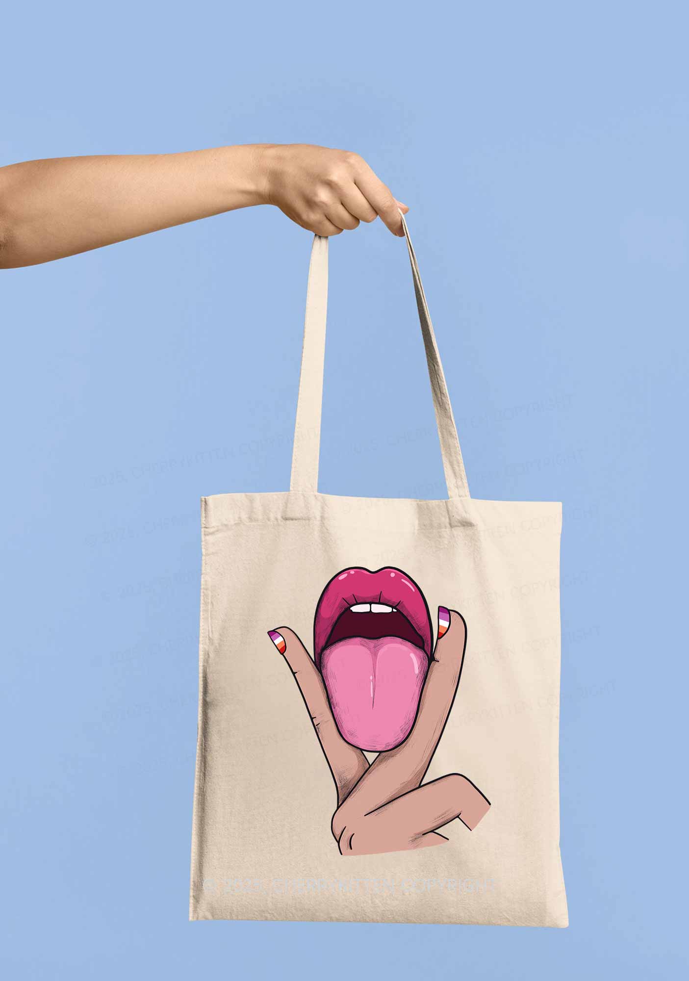 Lesbian Kissing Pride Y2K Canvas Tote Bag Cherrykitten