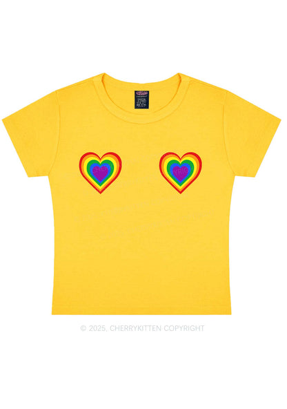 Rainbow Heart Pride Y2K Baby Tee Cherrykitten