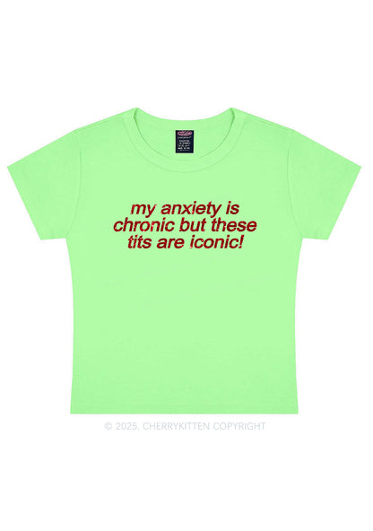 Glitter My Anxiety Is Chronic Y2K Baby Tee Cherrykitten