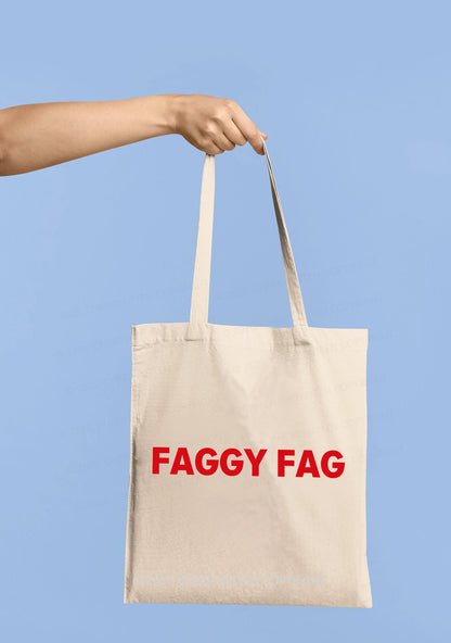 Faggy Fag Pride Y2K Canvas Tote Bag Cherrykitten