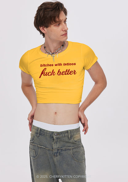Glitter Bxxches With Tattoos Fxxk Better Y2K Baby Tee Cherrykitten