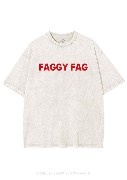Faggy Fag Pride Y2K Shirts Washed Tee Cherrykitten