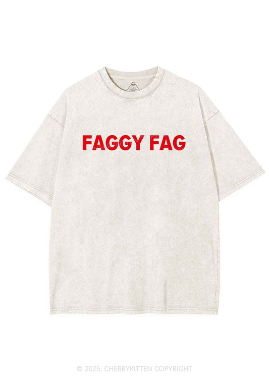 Faggy Fag Pride Y2K Shirts Washed Tee Cherrykitten