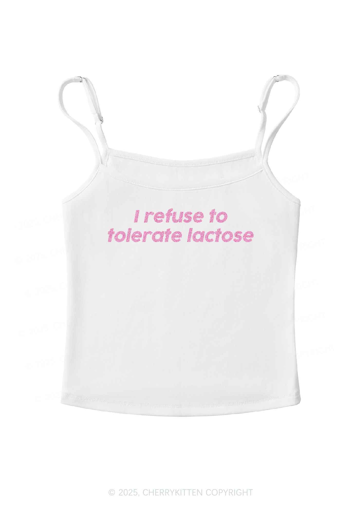 Glitter Refuse To Tolerate Lactose Y2K Spaghetti Strap Cami Cherrykitten