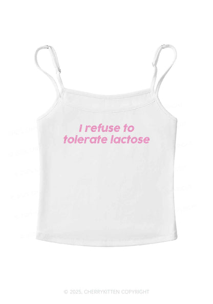 Glitter Refuse To Tolerate Lactose Y2K Spaghetti Strap Cami Cherrykitten