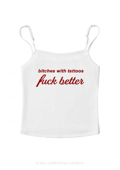 Glitter Bxxches With Tattoos Fxxk Better Y2K Spaghetti Strap Cami Cherrykitten