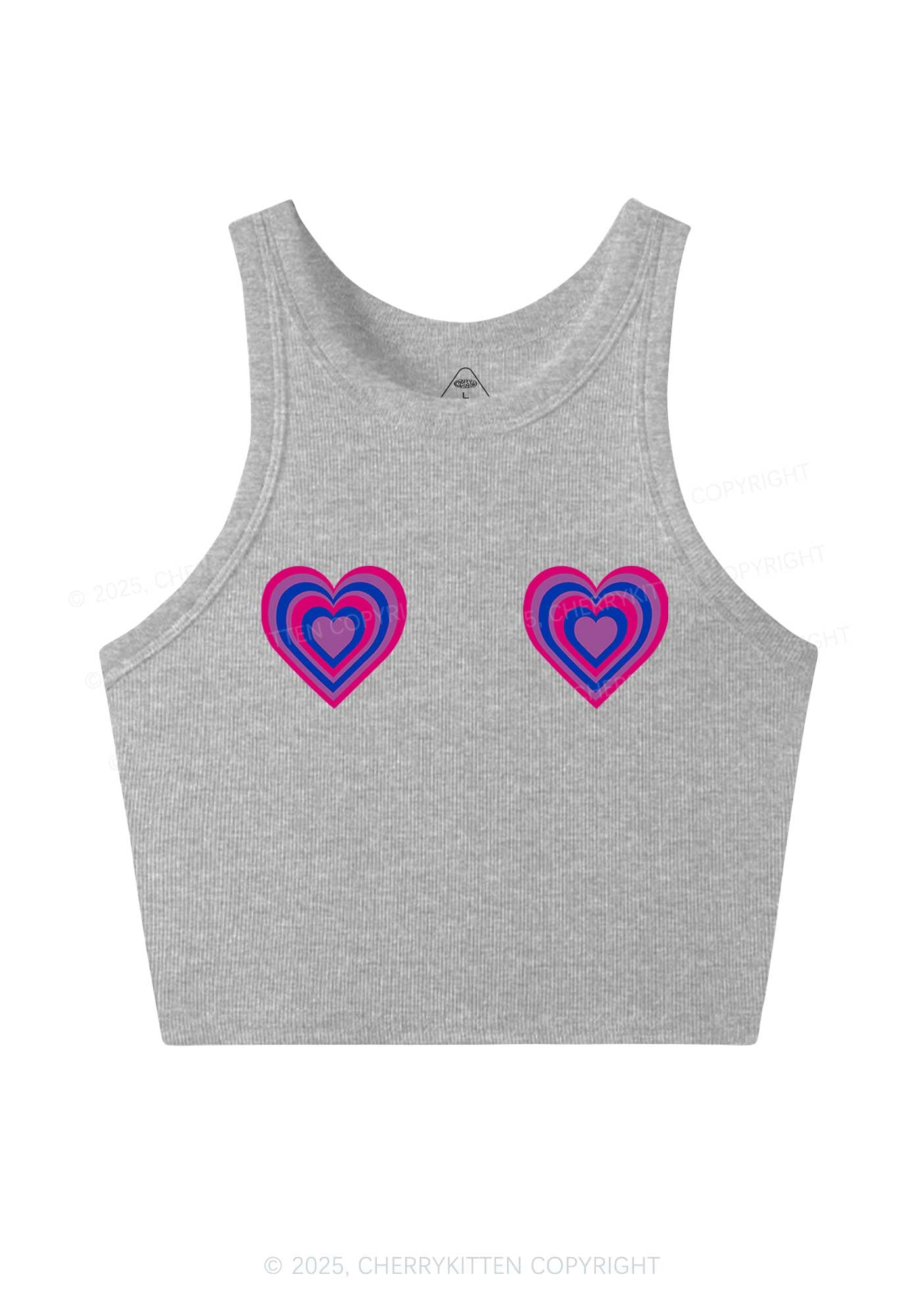 Bisexual Heart Pride Y2K Crop Tank Top Cherrykitten