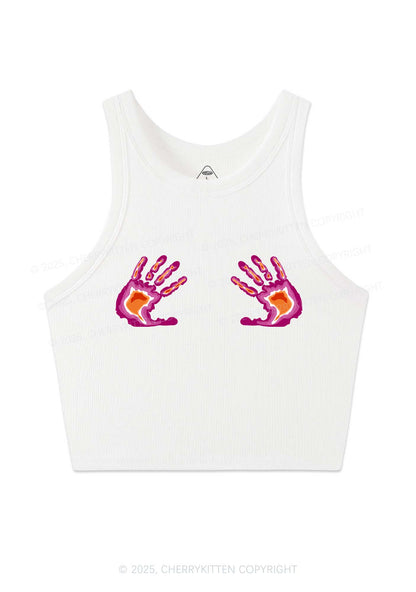 Lesbian Thermal Hands Y2K Crop Tank Top Cherrykitten