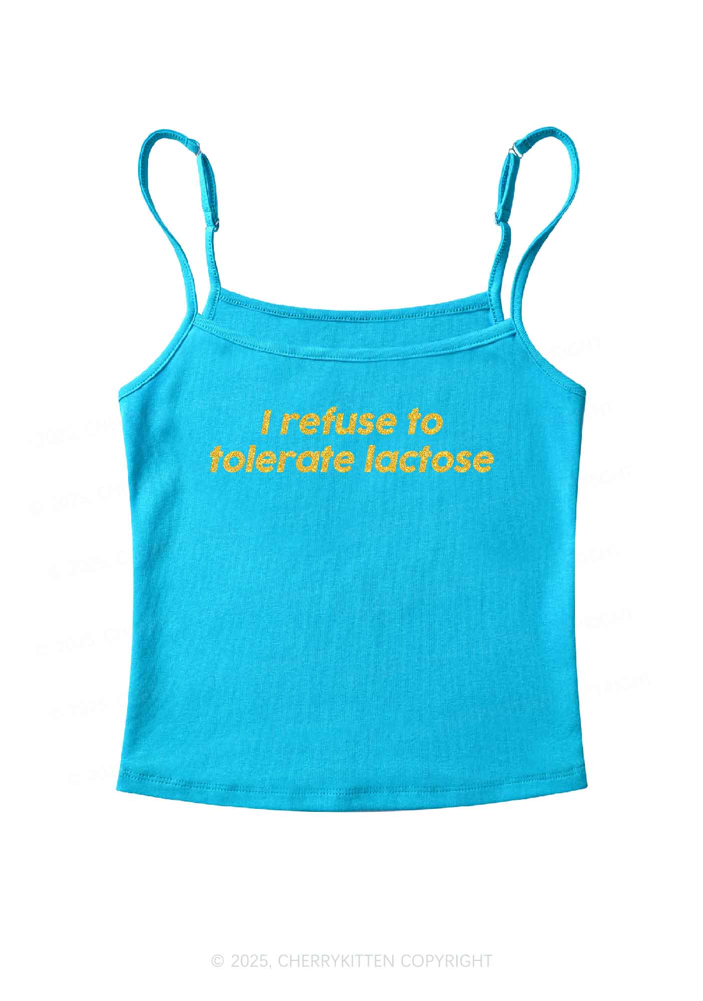Glitter Refuse To Tolerate Lactose Y2K Spaghetti Strap Cami Cherrykitten