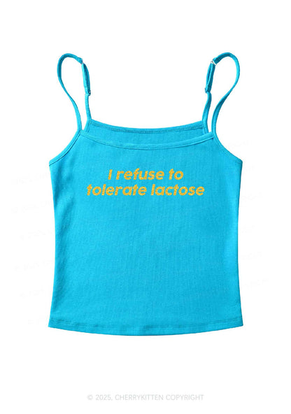Glitter Refuse To Tolerate Lactose Y2K Spaghetti Strap Cami Cherrykitten