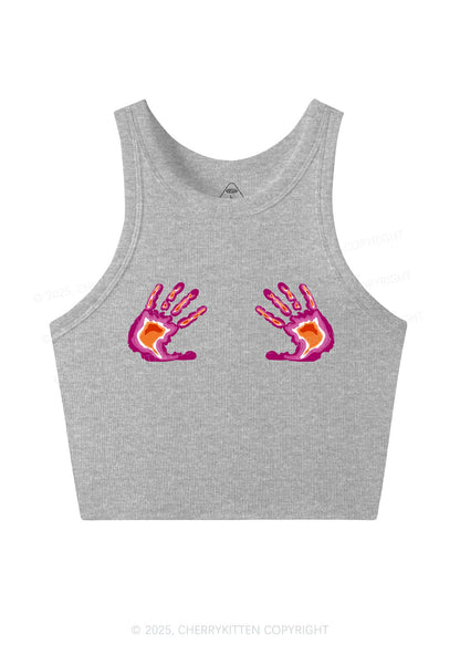 Lesbian Thermal Hands Y2K Crop Tank Top Cherrykitten