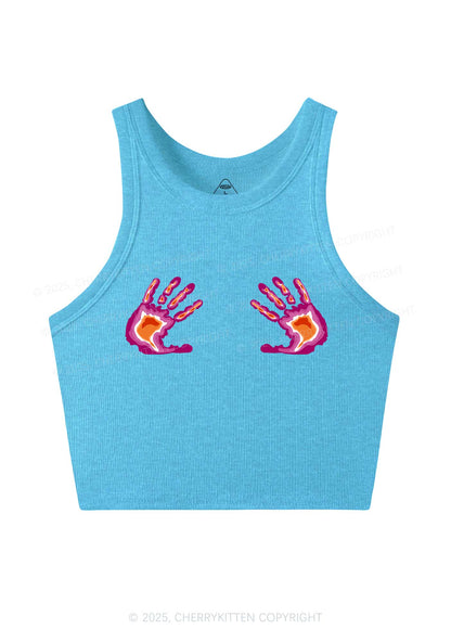 Lesbian Thermal Hands Y2K Crop Tank Top Cherrykitten