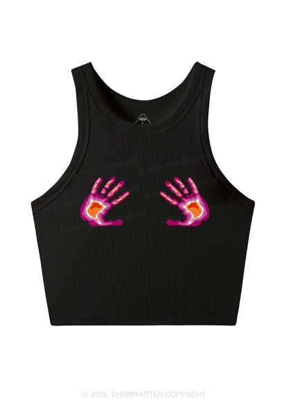 Lesbian Thermal Hands Y2K Crop Tank Top Cherrykitten