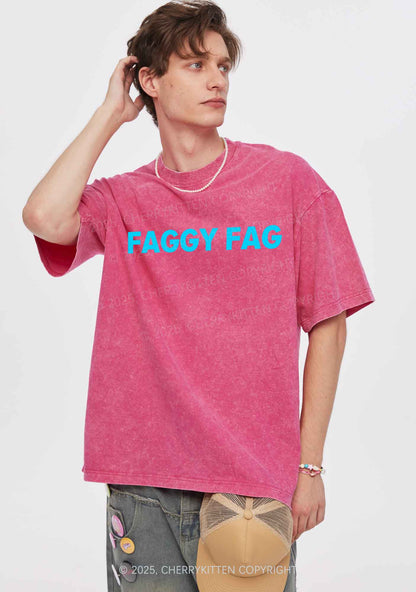 Faggy Fag Pride Y2K Shirts Washed Tee Cherrykitten