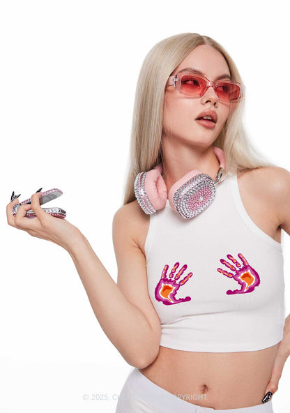 Lesbian Thermal Hands Y2K Crop Tank Top Cherrykitten