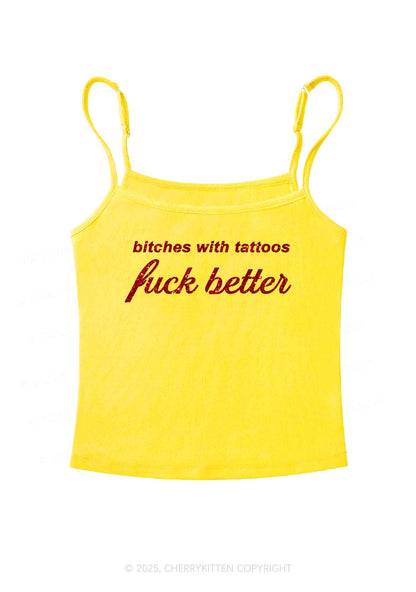 Glitter Bxxches With Tattoos Fxxk Better Y2K Spaghetti Strap Cami Cherrykitten