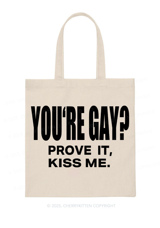 Prove It kiss Me Pride Y2K Canvas Tote Bag Cherrykitten