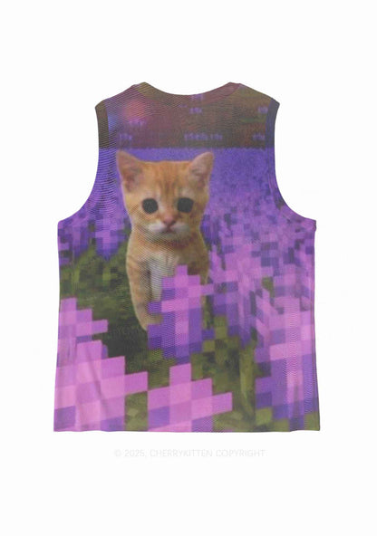 Lavender Kitten Y2K Mesh Muscle Tank Cherrykitten