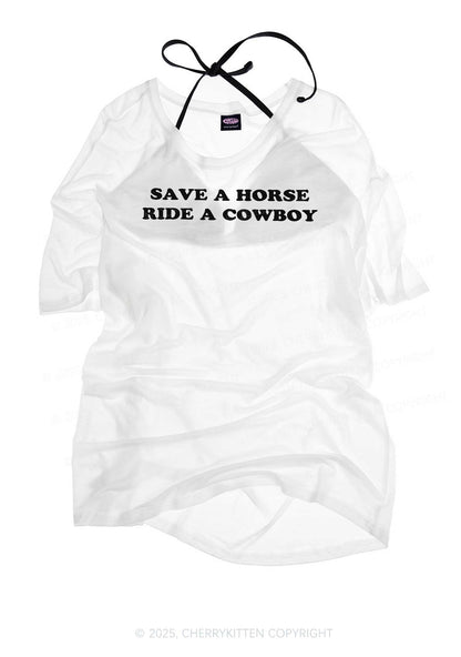 Save A Horse Y2K Sheer Boyfriend Tee Cherrykitten