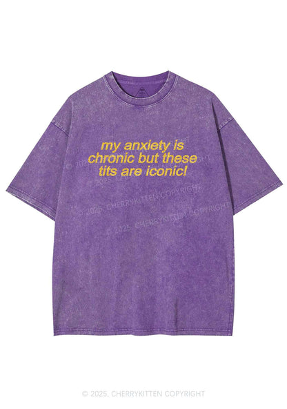 Glitter My Anxiety Is Chronic Y2K Shirts Washed Tee Cherrykitten