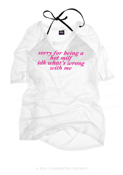 Sorry For Being A Hot Mxxf Y2K Sheer Boyfriend Tee Cherrykitten