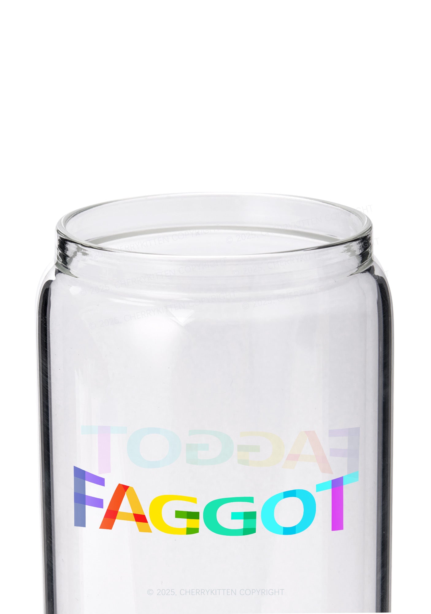 Colorful Faggot Pride Y2K Printed Glass Cup Cherrykitten