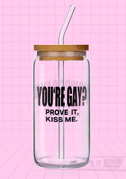 Prove It kiss Me Pride Y2K Printed Glass Cup Cherrykitten