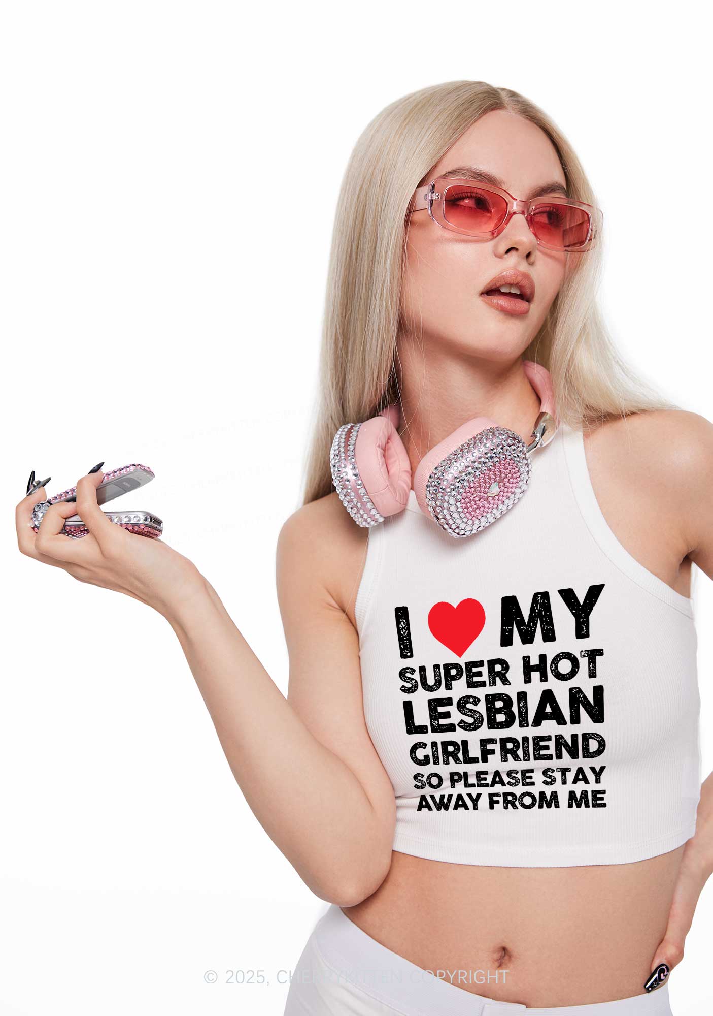 I Love My Hot GF Pride Y2K Crop Tank Top Cherrykitten