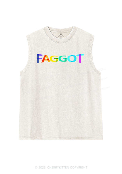 Colorful Faggot Pride Y2K Washed Muscle Tank Cherrykitten