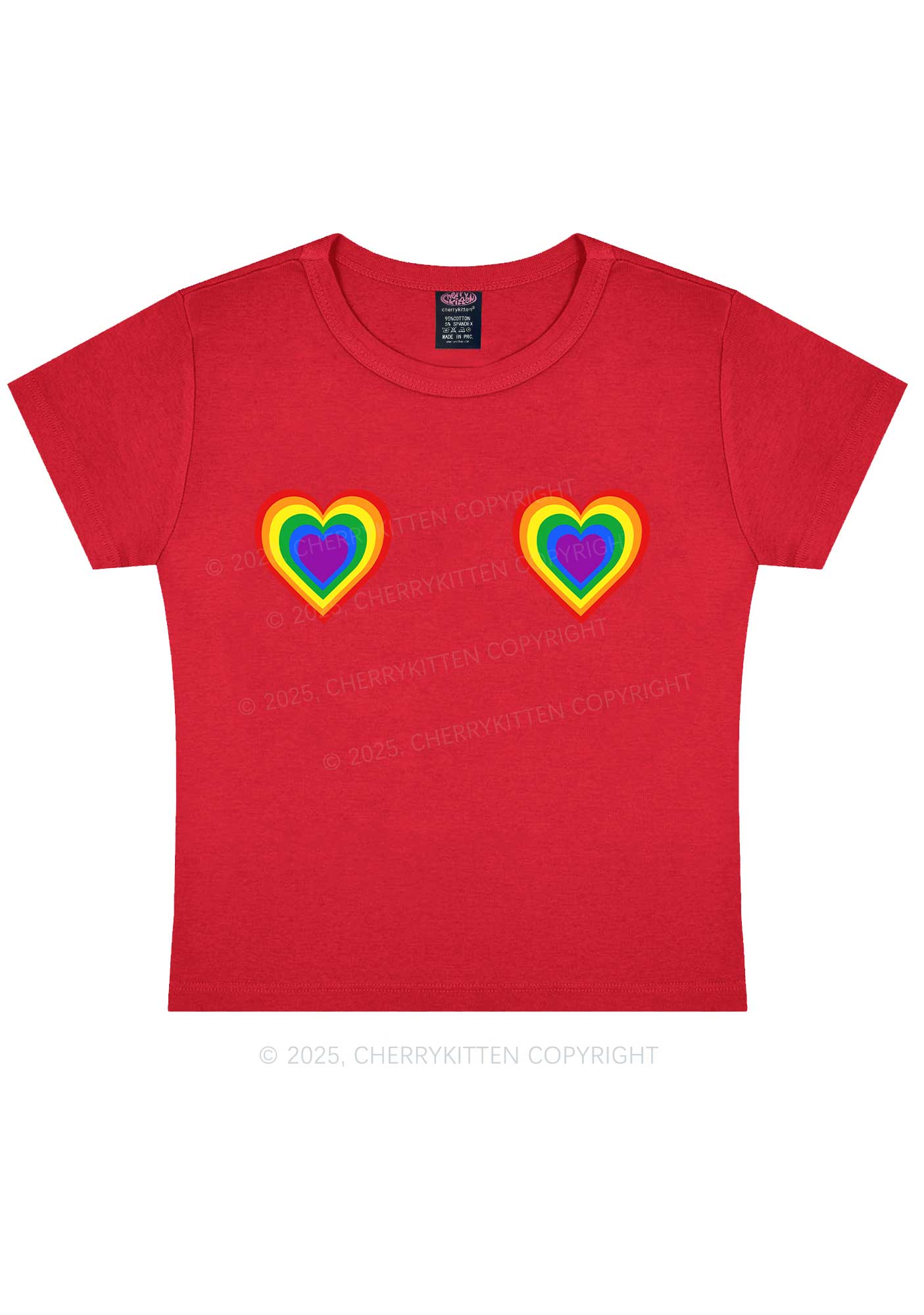 Rainbow Heart Pride Y2K Baby Tee Cherrykitten