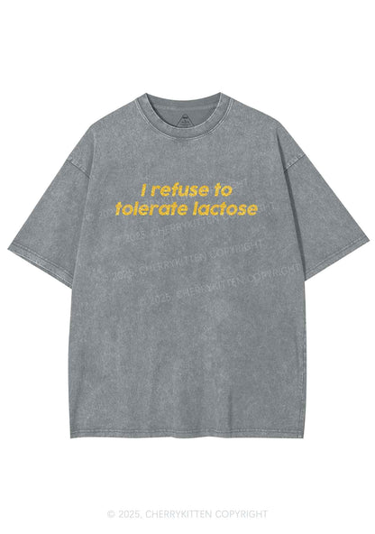Glitter Refuse To Tolerate Lactose Y2K Shirts Washed Tee Cherrykitten