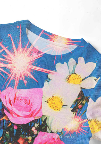 Blooming Flowers Y2K Mesh Crop Top Cherrykitten
