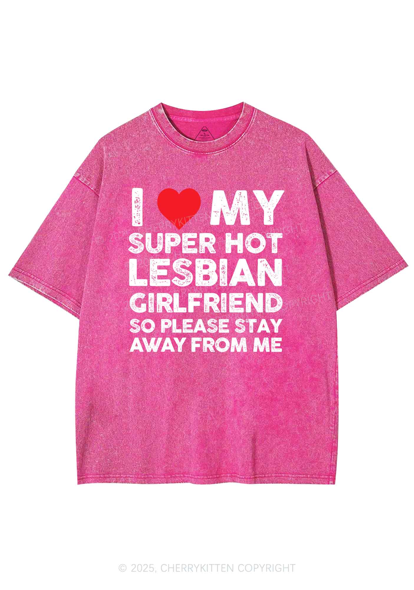 I Love My Hot GF Pride Y2K Shirts Washed Tee Cherrykitten