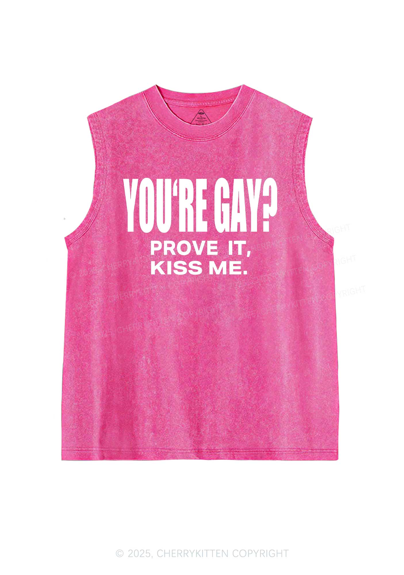 Prove It kiss Me Pride Y2K Washed Muscle Tank Cherrykitten