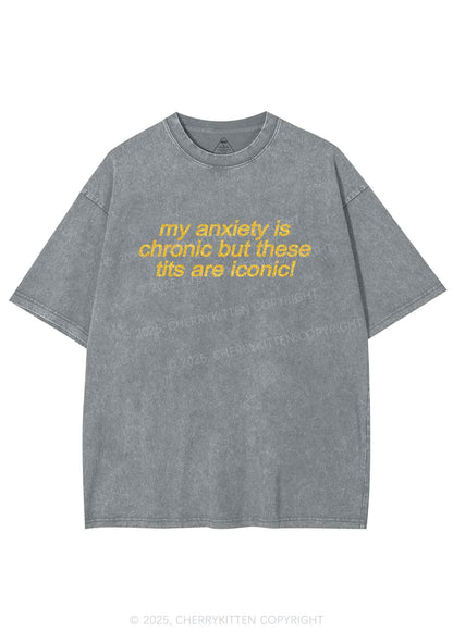 Glitter My Anxiety Is Chronic Y2K Shirts Washed Tee Cherrykitten